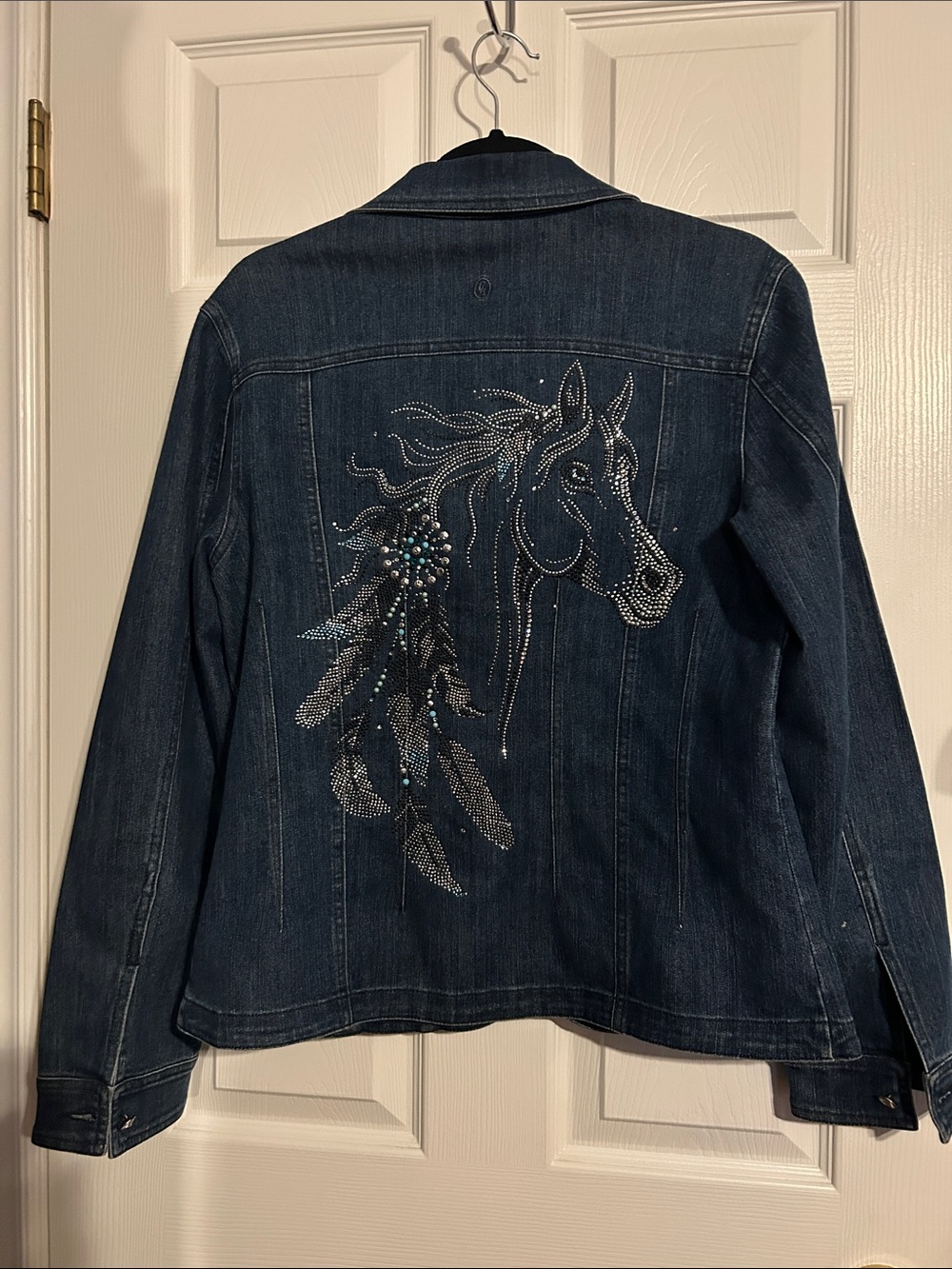 Christine Alexander Dark Blue Denim Jacket with Crystal Accents - Picture 6 of 14